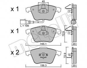 Купить 22-0549-2 Metelli Тормозные колодки передние Superb (3.6 FSI, 3.6 V6) с датчиком износа