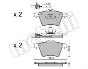 Купить 22-0550-1 Metelli Тормозные колодки передние Транспортер Т4 (2.5, 2.8) с датчиком износа