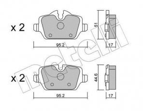Купить 22-0641-0 Metelli Тормозные колодки задние БМВ Е87 (1.6, 2.0) подготовлено для датчика износа колодок