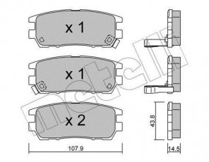 Купить 22-0151-0 Metelli Тормозные колодки задние Lancer 2.0 EVO III с звуковым предупреждением износа