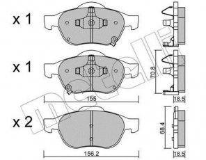 Купити 22-0448-0 Metelli Гальмівні колодки передні Avensis T22 (1.6, 1.8, 2.0) с звуковым предупреждением износа