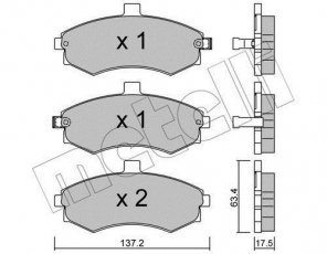 Купить 22-0504-0 Metelli Тормозные колодки передние Matrix (1.5, 1.6, 1.8) с звуковым предупреждением износа