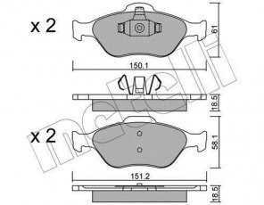 Купить 22-0316-0 Metelli Тормозные колодки передние Mazda 2 (1.2, 1.3, 1.4, 1.5, 1.6) без датчика износа
