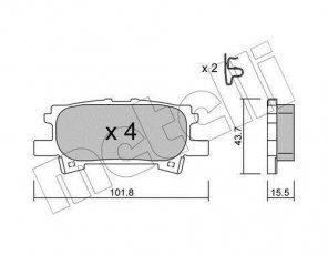 Купить 22-0619-0 Metelli Тормозные колодки задние Lexus RX (3.0, 3.3, 3.5) с звуковым предупреждением износа