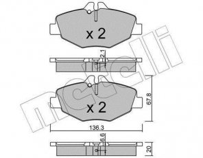Купить 22-0562-0 Metelli Тормозные колодки передние Мерседес 211 подготовлено для датчика износа колодок