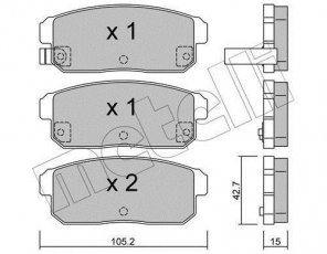 Купить 22-0733-0 Metelli Тормозные колодки задние РХ-8 2.6 Wankel с звуковым предупреждением износа