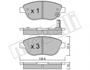 Купить 22-0322-2 Metelli Тормозные колодки передние Corsa D 1.3 CDTI с звуковым предупреждением износа