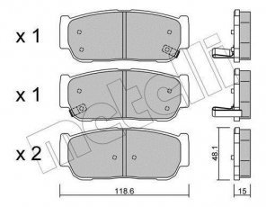 Купить 22-0727-0 Metelli Тормозные колодки  Rexton (2.7 Xdi, 2.7 Xdi Turbo) с звуковым предупреждением износа