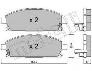 Купить 22-0406-1 Metelli Тормозные колодки передние Pathfinder (2.7, 3.0, 3.2, 3.3, 3.5) с звуковым предупреждением износа