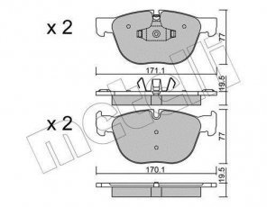 Купить 22-0770-0 Metelli Тормозные колодки передние БМВ Х6 (Е71, Е72, Ф16) 3.0 подготовлено для датчика износа колодок
