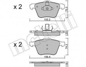 Купить 22-0599-1 Metelli Тормозные колодки передние S-Max (2.0 EcoBoost, 2.5 ST) без датчика износа