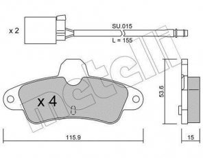 Купити 22-0143-0K Metelli Гальмівні колодки задні Мондео (1, 2) (1.8, 2.0, 2.5) з датчиком зносу