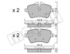 Купить 22-0768-0 Metelli Тормозные колодки передние Купер 1.6 подготовлено для датчика износа колодок