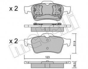 Купить 22-0337-0 Metelli Тормозные колодки задние Меган 2 (2.0, 2.0 Renault Sport, 2.0 dCi) без датчика износа