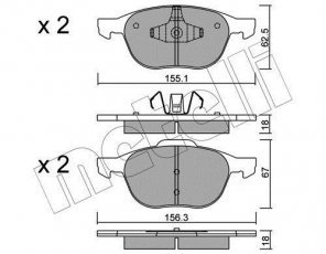 Купить 22-0534-0 Metelli Тормозные колодки передние Mazda 5 (1.6, 1.8, 2.0, 2.3) без датчика износа