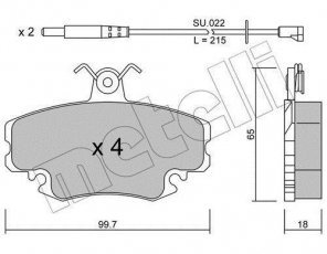 Купить 22-0120-0K Metelli Тормозные колодки передние Меган 1 (1.4, 1.6, 1.9, 2.0) с датчиком износа
