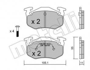 Купить 22-0038-1 Metelli Тормозные колодки задние Renault 19 (1, 2) (1.2, 1.4, 1.7, 1.8, 1.9) без датчика износа