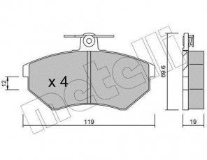 Купить 22-0050-2 Metelli Тормозные колодки передние Ibiza 1.9 TDI без датчика износа