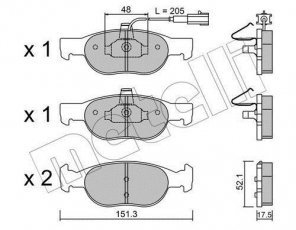 Купить 22-0079-0 Metelli Тормозные колодки передние Брава (1.2, 1.4, 1.6, 1.9) с датчиком износа