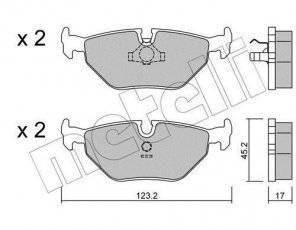 Купить 22-0125-0 Metelli Тормозные колодки задние БМВ Е32 (3.0, 5.0) подготовлено для датчика износа колодок