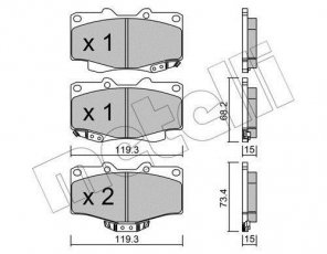 Купить 22-0129-0 Metelli Тормозные колодки передние Ленд Крузер 90 с звуковым предупреждением износа