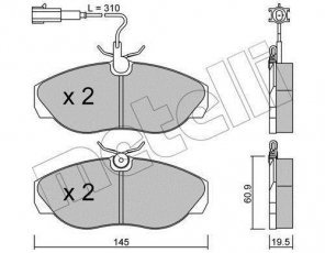 Купить 22-0154-1 Metelli Тормозные колодки передние Боксер (1.9, 2.0, 2.4, 2.5, 2.8) с датчиком износа