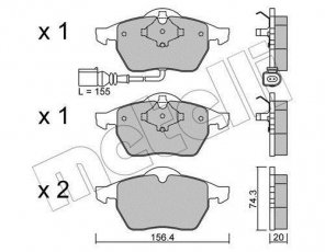 Купить 22-0181-4 Metelli Тормозные колодки передние Ауди А3 (1.8, 1.9) с датчиком износа