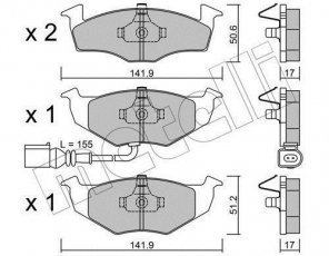 Купить 22-0206-3 Metelli Тормозные колодки передние Ibiza (1.2, 1.4, 1.9) с датчиком износа