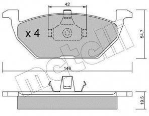 Купить 22-0211-0 Metelli Тормозные колодки передние Ауди А3 (1.6, 1.8, 1.9 TDI) без датчика износа