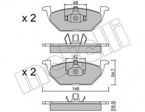 Купить 22-0211-1 Metelli Тормозные колодки передние Audi A3 (1.6, 1.8, 1.9 TDI) без датчика износа