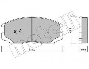 Купити 22-0221-0 Metelli Гальмівні колодки передні Lancer (1.3, 1.5, 1.6, 1.8, 2.0) без датчика зносу