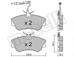Купить 22-0222-0 Metelli Тормозные колодки передние Эспейс 3 (1.9, 2.0, 2.2, 3.0) с датчиком износа
