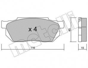 Купить 22-0247-0 Metelli Тормозные колодки передние Accord (1.6 EX, 1.8 EX) без датчика износа