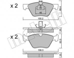 Купить 22-0252-0 Metelli Тормозные колодки передние Mercedes 210 подготовлено для датчика износа колодок