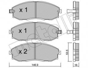 Купить 22-0297-0 Metelli Тормозные колодки передние Хёндай Н1 (2.4, 2.5) с звуковым предупреждением износа