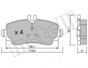 Купить 22-0310-0 Metelli Тормозные колодки передние A-Class W168 (1.4, 1.6, 1.7, 1.9, 2.1) подготовлено для датчика износа колодок