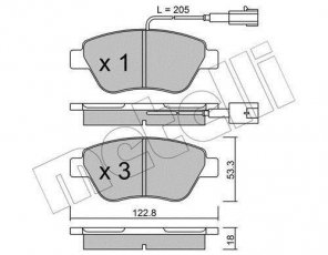 Купить 22-0321-0 Metelli Тормозные колодки передние Линеа (1.3 D Multijet, 1.4, 1.6) с датчиком износа