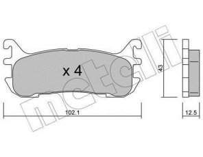 Купить 22-0393-0 Metelli Тормозные колодки задние Mazda 323 BA (1.8, 2.0) без датчика износа