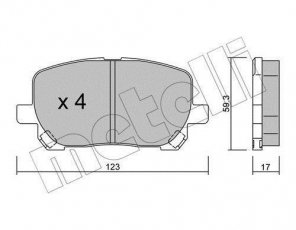 Купить 22-0427-0 Metelli Тормозные колодки передние Avensis (2.0 D-4D, 2.0 VVT-i) без датчика износа