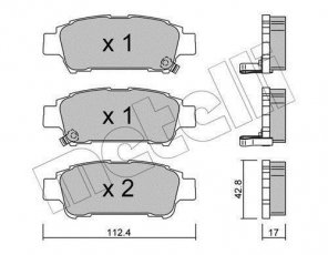 Купить 22-0428-0 Metelli Тормозные колодки задние Авенсис (2.0 D-4D, 2.0 VVT-i) с звуковым предупреждением износа