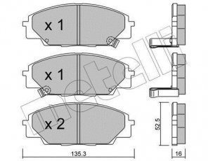 Купить 22-0435-0 Metelli Тормозные колодки передние Цивик 2.0 Type-R с звуковым предупреждением износа