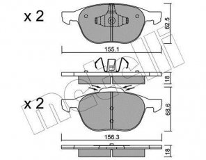 Купить 22-0534-1 Metelli Тормозные колодки передние C-Max 2 (1.0, 1.5, 1.6, 2.0) без датчика износа