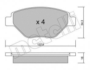 Купить 22-0543-0 Metelli Тормозные колодки передние Megane 2 (1.4, 1.4 16V) без датчика износа