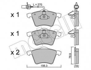Купить 22-0550-0 Metelli Тормозные колодки передние Шаран (1.9 TDI, 2.0 TDI) с датчиком износа
