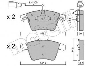 Купить 22-0552-2 Metelli Тормозные колодки передние Туарег 2.5 R5 TDI с датчиком износа