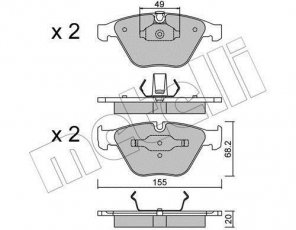 Купить 22-0558-0 Metelli Тормозные колодки передние BMW E60 (E60, E61) (2.0, 2.5, 3.0, 4.0, 4.4) подготовлено для датчика износа колодок