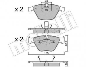 Купить 22-0558-4 Metelli Тормозные колодки передние БМВ Х1 Е84 (xDrive 25 i, xDrive 28 i) подготовлено для датчика износа колодок