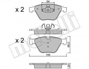 Купить 22-0558-6 Metelli Тормозные колодки передние BMW X1 E84 (1.6, 2.0) подготовлено для датчика износа колодок