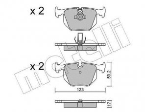 Купить 22-0560-0 Metelli Тормозные колодки задние БМВ Е46 (2.9, 3.0, 3.2) подготовлено для датчика износа колодок