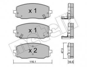 Купить 22-0629-0 Metelli Тормозные колодки передние Hyundai i10 (1.0, 1.1, 1.2) с звуковым предупреждением износа